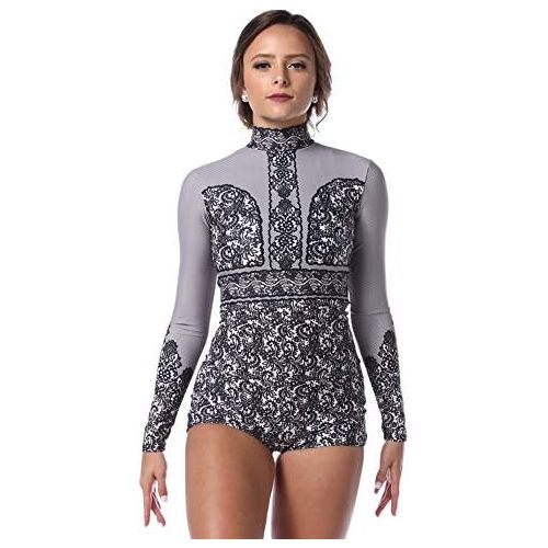  Alexandra Collection Youth Dark Romance Long Sleeve Dance Costume Biketard