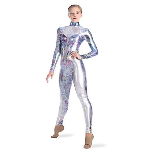  Alexandra Collection Womens Metallic Foil Galaxy Princess Dance Costume Unitard