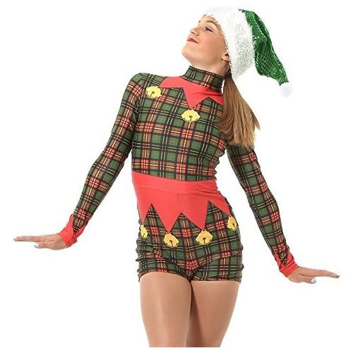  Alexandra Collection Womens Christmas Holiday Elf Dance Costume Biketard