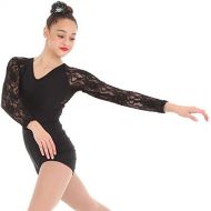 Alexandra Collection Womens Envy Dance Costume Performance Biketard with Lace Back And Sleeves