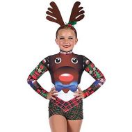 Alexandra Collection Womens Christmas Holiday Reindeer Dance Costume Biketard