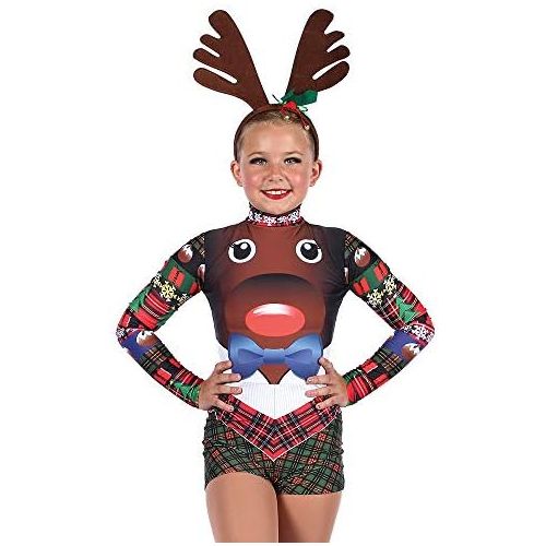  Alexandra Collection Womens Christmas Holiday Reindeer Dance Costume Biketard