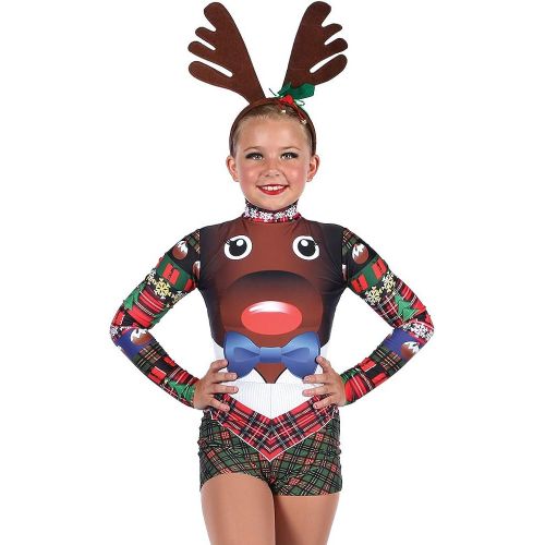  Alexandra Collection Womens Christmas Holiday Reindeer Dance Costume Biketard