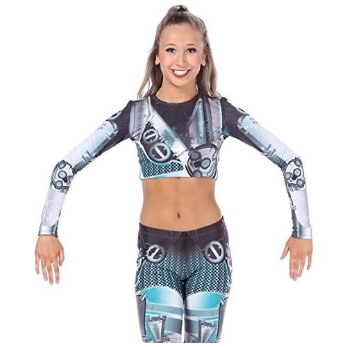  Alexandra Collection Youth Robots Activate Long Sleeve Dance Costume Crop Top