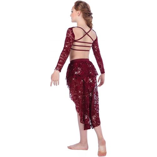  Alexandra Collection Womens Juliette Lyrical Dance Costume Outfit Sequin Lace Skirt