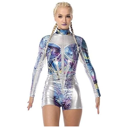  Alexandra Collection Youth Galaxy Princess Metallic Performance Dance Costume Biketard