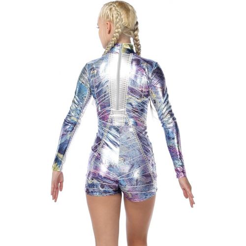  Alexandra Collection Youth Galaxy Princess Metallic Performance Dance Costume Biketard