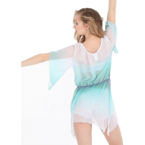  Alexandra Collection Womens Lace Watercolor Lyrical Dance Costume Overdress Teal
