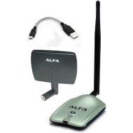Alfa AWUS036NH 2000mW 2W 802.11gn High Gain USB Wireless G  N Long-Range WiFi Network Adapter with 5dBi Screw-On Swivel Rubber Antenna and 7dBi Panel Antenna and Mini bendable Fl