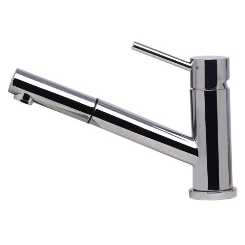  Alfi AB2025-PSS Polished Finish Solid Stainless Steel Single Hole Pull-Out Kitchen Faucet, Silver/Pewter