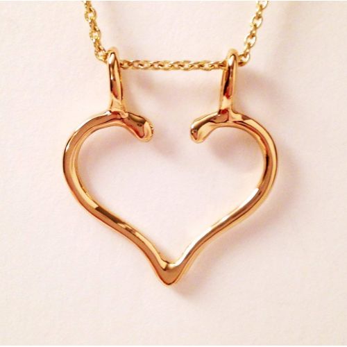  Ring Holder Necklace 14K Gold Heart Handmade Ali C Art Jewelry, Made in USA approx 1x1 one solid piece; no open ends nor soldered points. Choose No Chain or 18 14K Chain. Engagemen