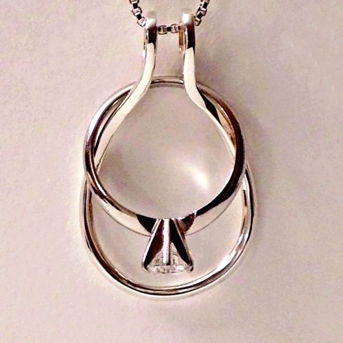  Ring Holder Necklace Dewdrop by Ali C Art Made in USA, One Solid Piece No Open Ends No Soldered Areas, Handmade Sterling Silver Jewelry, Wedding Engagement Anniversary Keepsake Gif