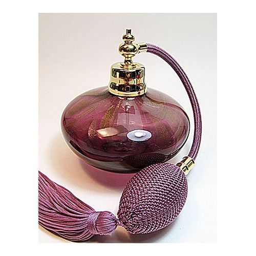  Alice-Aliya Art Crystal Glass Perfume Cologne Refillable Empty Bottle with Purple (Lavender) Squeeze Bulb Sprayer.