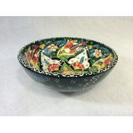 Alissar International 6.2/16 cm Ceramic Handmade Bowl with Decorated Back (Dark Green)