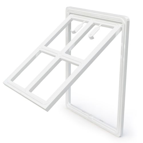  All Dog's Needs Pet Dog Door for Screens  Two-Way Self-Locking Screen Dog Door with Magnetic Lock  Different No-Break Hinge  White Plastic Patio Dog Door Large  12 in. x 16 in.  by All Dog’s