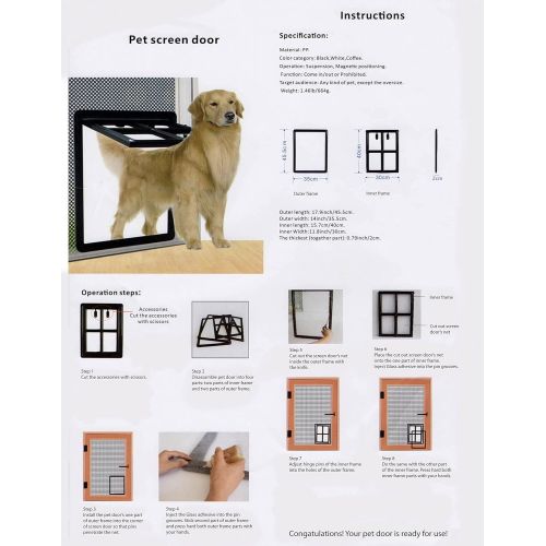  All Dog's Needs Pet Dog Door for Screens  Two-Way Self-Locking Screen Dog Door with Magnetic Lock  Different No-Break Hinge  White Plastic Patio Dog Door Large  12 in. x 16 in.  by All Dog’s