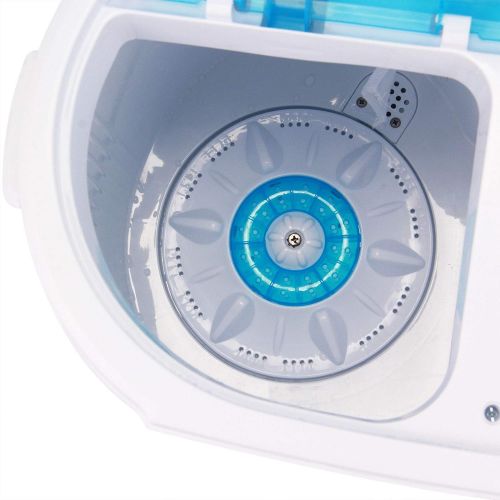  All Goodly 13 lbs Mini Portable Compact Washing Machine Twin Tub Laundry Washer Spin Dryer (WHITE & BLUE)