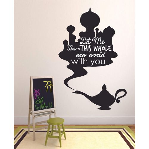  All Things Valuable Let Me Share This Whole New World With You Aladdin Disney Wall Sticker Vinyl Wall Art Decal for Girl Boy Baby Kid Bedroom Nursery Daycare Home Decor Sticker Wall Art Vinyl Decorati