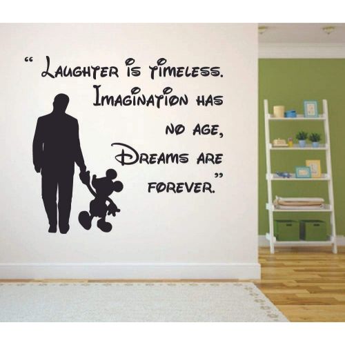  All Things Valuable Dreams are Forever Mickey Mouse Quote Disney Cartoon Quotes Wall Sticker Art Decal for Girls Boys Room Bedroom Nursery Kindergarten Fun Home Decor Stickers Wall Art Vinyl Decoratio