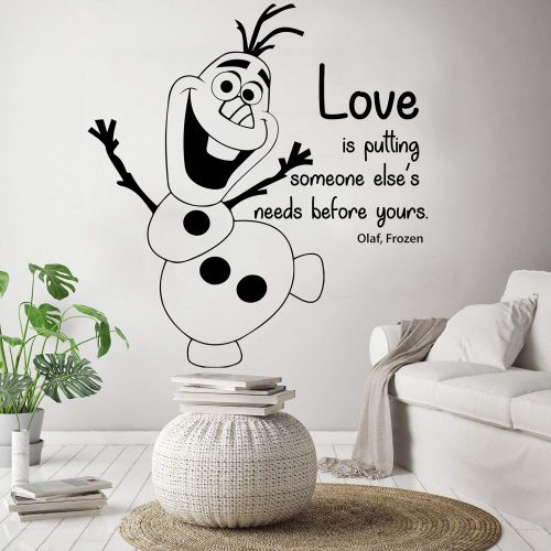  All Things Valuable Love is Putting Olaf Frozen Disney Character Cartoon Wall Sticker Art Decal for Girls Boys Room Bedroom Nursery Kindergarten House Fun Home Decor Stickers Wall Art Vinyl Decoration