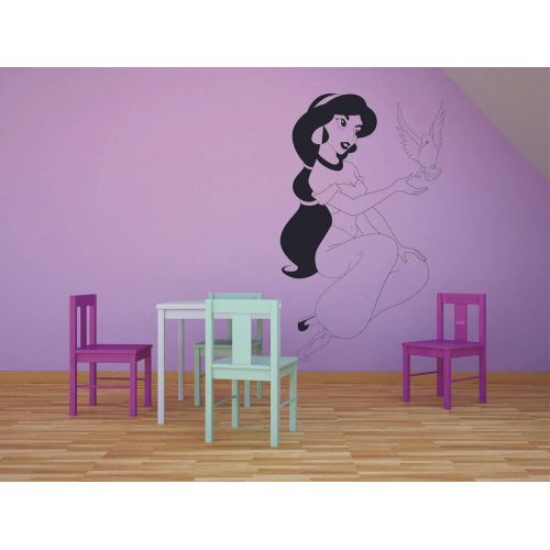  All Things Valuable Princess Jasmine Aladdin Walt Disney Wall Sticker Vinyl Wall Art Decal for Girl Boy Baby Kid Bedroom Nursery Daycare Kindergarten Cartoon Home Decor Sticker Wall Art Vinyl Decorati