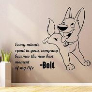 All Things Valuable Best Moment of Life Disney Bolt Quote Character Cartoon Wall Sticker Art Decal for Girls Boys Room Bedroom Nursery Kindergarten Fun Home Decor Stickers Wall Art Vinyl Decoration Si