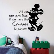 All Things Valuable All Our Dreams Quote Mickey Mouse Walt Disney Cartoon Quotes Wall Sticker Art Decal for Girls Boys Room Bedroom Nursery Kindergarten Fun Home Decor Stickers Wall Art Vinyl Decorati