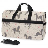 All agree Dressage Horse Polka Dot Gym Bags for Men&Women Duffel Bag Weekender Bag with Shoe Compartment