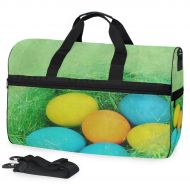 All agree Aster Egg Green Grass Gym Bags for Men&Women Duffel Bag Weekender Bag with Shoe Compartment