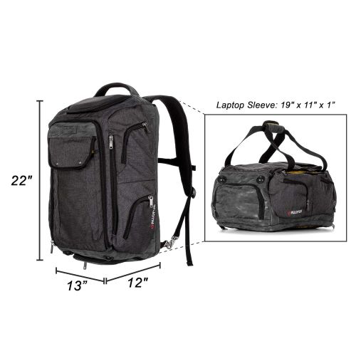  All of Us 22 Sherpa Classic Convertible Backpack Duffle Bag with Padded Laptop Compartment - Black