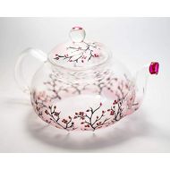 All products are hand painted using high quality Hand Painted Cherry Blossom Sakura Teapot Glass Tea Pot with Removable Infuser, Handmade Floral Wedding Gift Free Personalization, 3 sizes to choose: Kitchen & Dining