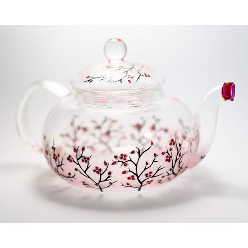  All products are hand painted using high quality Hand Painted Cherry Blossom Sakura Teapot Glass Tea Pot with Removable Infuser, Handmade Floral Wedding Gift Free Personalization, 3 sizes to choose: Kitchen & Dining