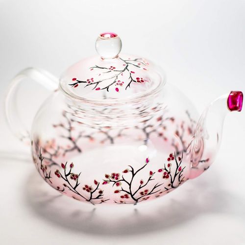  All products are hand painted using high quality Hand Painted Cherry Blossom Sakura Teapot Glass Tea Pot with Removable Infuser, Handmade Floral Wedding Gift Free Personalization, 3 sizes to choose: Kitchen & Dining