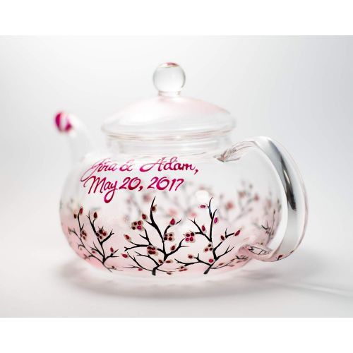  All products are hand painted using high quality Hand Painted Cherry Blossom Sakura Teapot Glass Tea Pot with Removable Infuser, Handmade Floral Wedding Gift Free Personalization, 3 sizes to choose: Kitchen & Dining