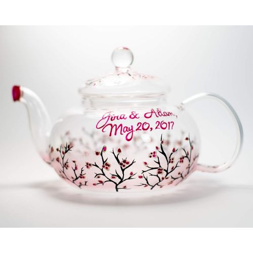  All products are hand painted using high quality Hand Painted Cherry Blossom Sakura Teapot Glass Tea Pot with Removable Infuser, Handmade Floral Wedding Gift Free Personalization, 3 sizes to choose: Kitchen & Dining