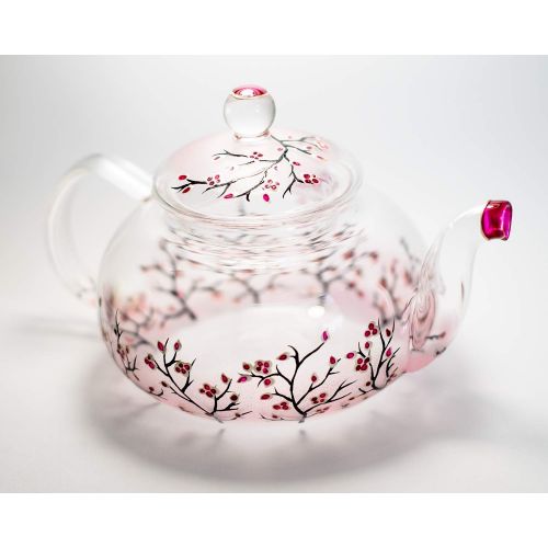  All products are hand painted using high quality Hand Painted Cherry Blossom Sakura Teapot Glass Tea Pot with Removable Infuser, Handmade Floral Wedding Gift Free Personalization, 3 sizes to choose: Kitchen & Dining