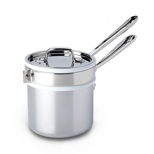  All-Clad Stainless Steel 2-Quart Saucepan with Double Boiler & Lid