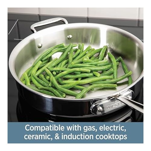  All-Clad D3 3-Ply Stainless Steel Cookware Set 10 Piece Induction Oven Broiler Safe 600F Pots and Pans Silver
