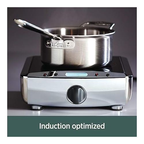  All-Clad D5 5-Ply Stainless Steel Sauce Pan 4 Quart Induction Oven Broiler Safe 600F Pots and Pans, Cookware Silver