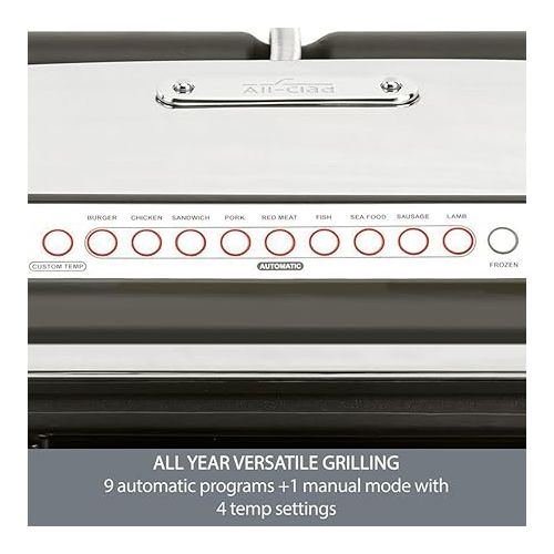  All-Clad AutoSense Stainless Steel Indoor Grill, Panini Press XL Automatic Cooking 1800 Watts Smokeless, Removable Plates, Dishwasher Safe