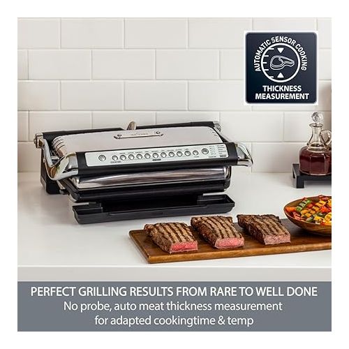  All-Clad AutoSense Stainless Steel Indoor Grill, Panini Press XL Automatic Cooking 1800 Watts Smokeless, Removable Plates, Dishwasher Safe