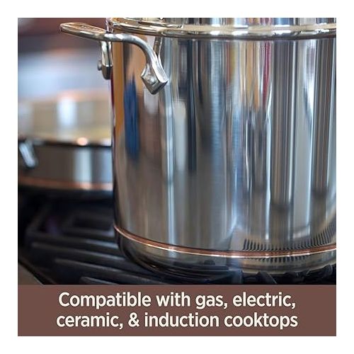  All-Clad Copper Core 5-Ply Stainless Steel Stockpot 8 Quart Induction Oven Broiler Safe 600F Pots and Pans, Cookware Silver