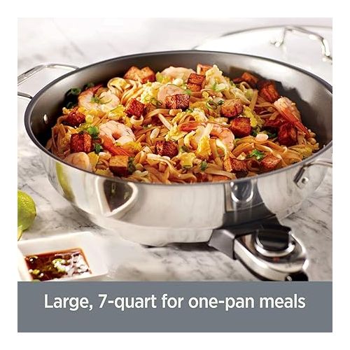  All-Clad Electrics Stainless Steel and Nonstick Surface Skillet 7 Quart 1800 Watts Temp Control, Cookware, Pots and Pans, Oven, Broil, Dishwasher Safe