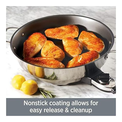  All-Clad Electrics Stainless Steel and Nonstick Surface Skillet 7 Quart 1800 Watts Temp Control, Cookware, Pots and Pans, Oven, Broil, Dishwasher Safe