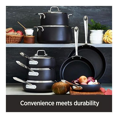  All-Clad HA1 Hard Anodized Nonstick SaucePan 2.5 Quart Induction Oven Broiler Safe 500F, Lid Safe 350F Pots and Pans, Cookware Black