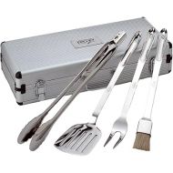 All-Clad Professional Tools with Case Stainless Steel BBQ Tool Set 4 Piece Pots and Pans, Cookware Silver