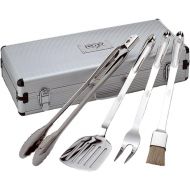 All-Clad Professional Tools with Case Stainless Steel BBQ Tool Set 4 Piece Pots and Pans, Cookware Silver