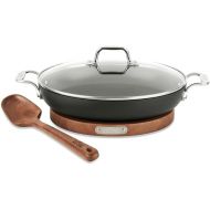 All-Clad HA1 Hard Anodized Nonstick Universal Pan with Acacia Trivet and Spoon 4 Piece, 3 Quart Induction Oven Broiler Safe 500F, Lid Safe 350F Pots and Pans, Cookware Black