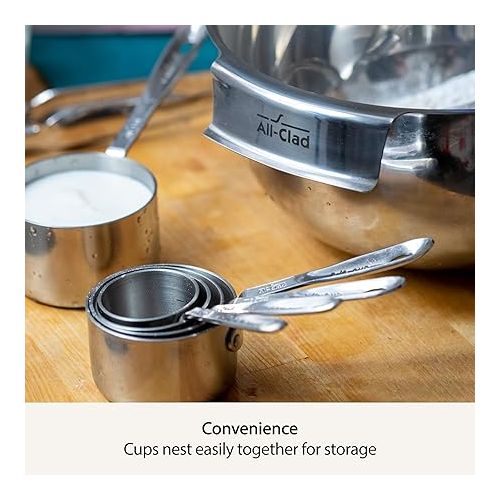  All-Clad Kitchen Accessories Stainless Steel Measuring Cup Set 5 Piece Cookware, Pots and Pans, Dishwasher Safe Silver