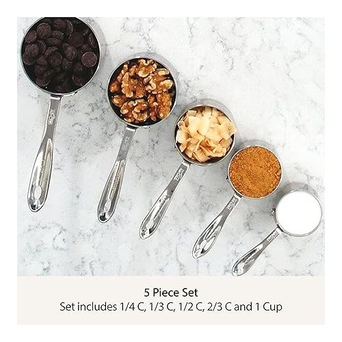  All-Clad Kitchen Accessories Stainless Steel Measuring Cup Set 5 Piece Cookware, Pots and Pans, Dishwasher Safe Silver